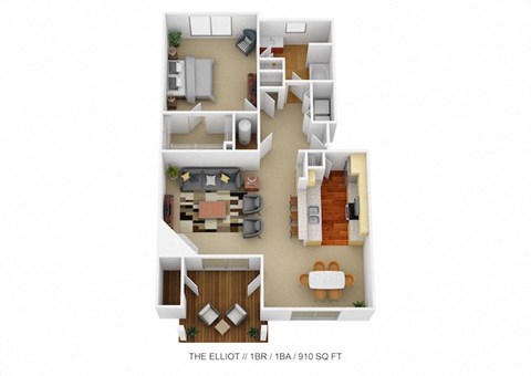 1 bed 1 bath floor plan at Four Bridges, Liberty Township, OH, 45044-8380
